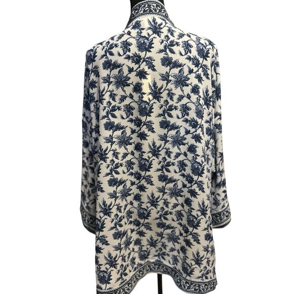 Max Studio Blue & White Floral Kimono Women’s Size 2X NWT - Picture 7 of 13